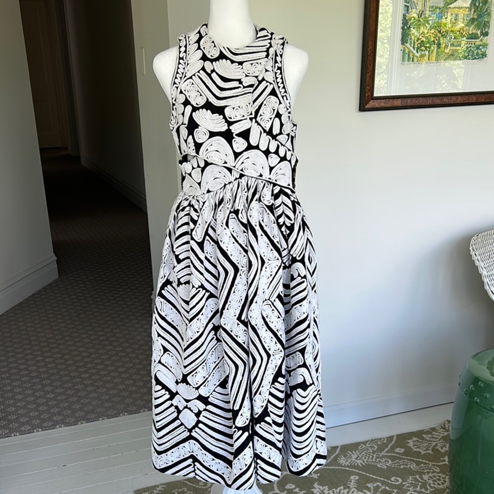 Ulla Johnson Black and White Halter Midi Dress
